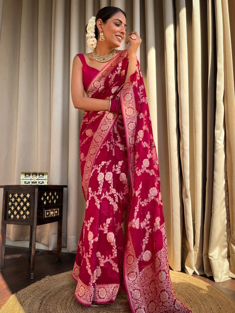KT 119 Banarasi Soft Silk Jacquard Saree